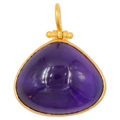 Scrives Amethyst Cabochon 22 karat Gold Large Swivel Pendant 