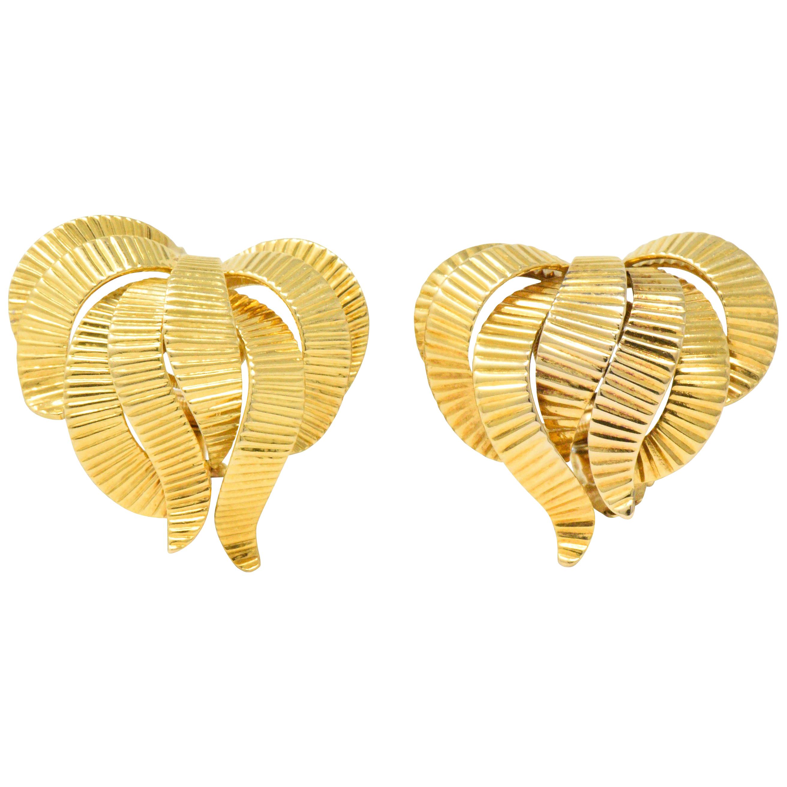 Cartier France Retro 18 Karat Gold Ear-Clips Earrings