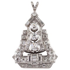 4.00 Carat Diamond Colorless / VS Clarity Pagoda Platinum Drop Pendant