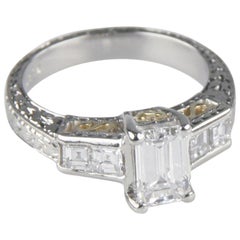 Retro 1.65 Carat Emerald-Cut Diamond Platinum Engagement Ring GIA Certified