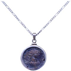 Antique Authentic Roman Coin Silver Necklace