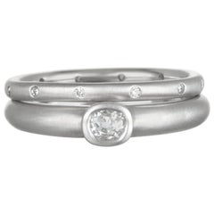 Faye Kim Platinum Old European Cut Diamond Bezel Ring