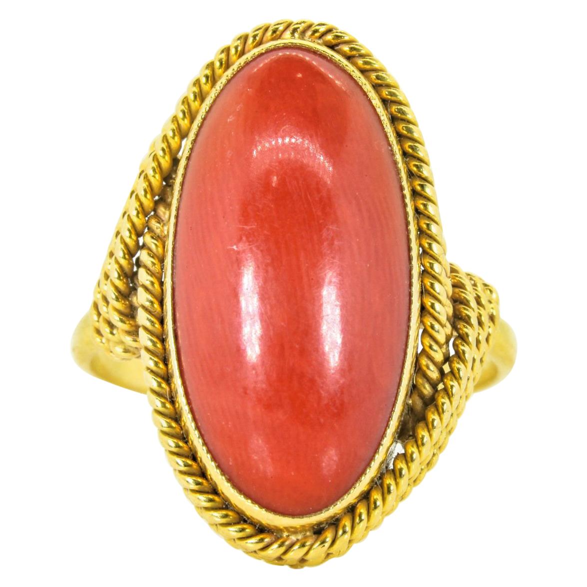 Vintage Coral Gold Ring For Sale