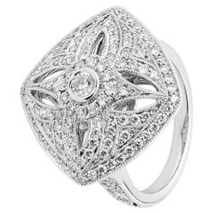 1.25 Carat Diamond 18 Carat White Gold Art Deco Cocktail Ring 1.25 Carat Diamond 18 Carat White Gold Art Deco Cocktail Ring
