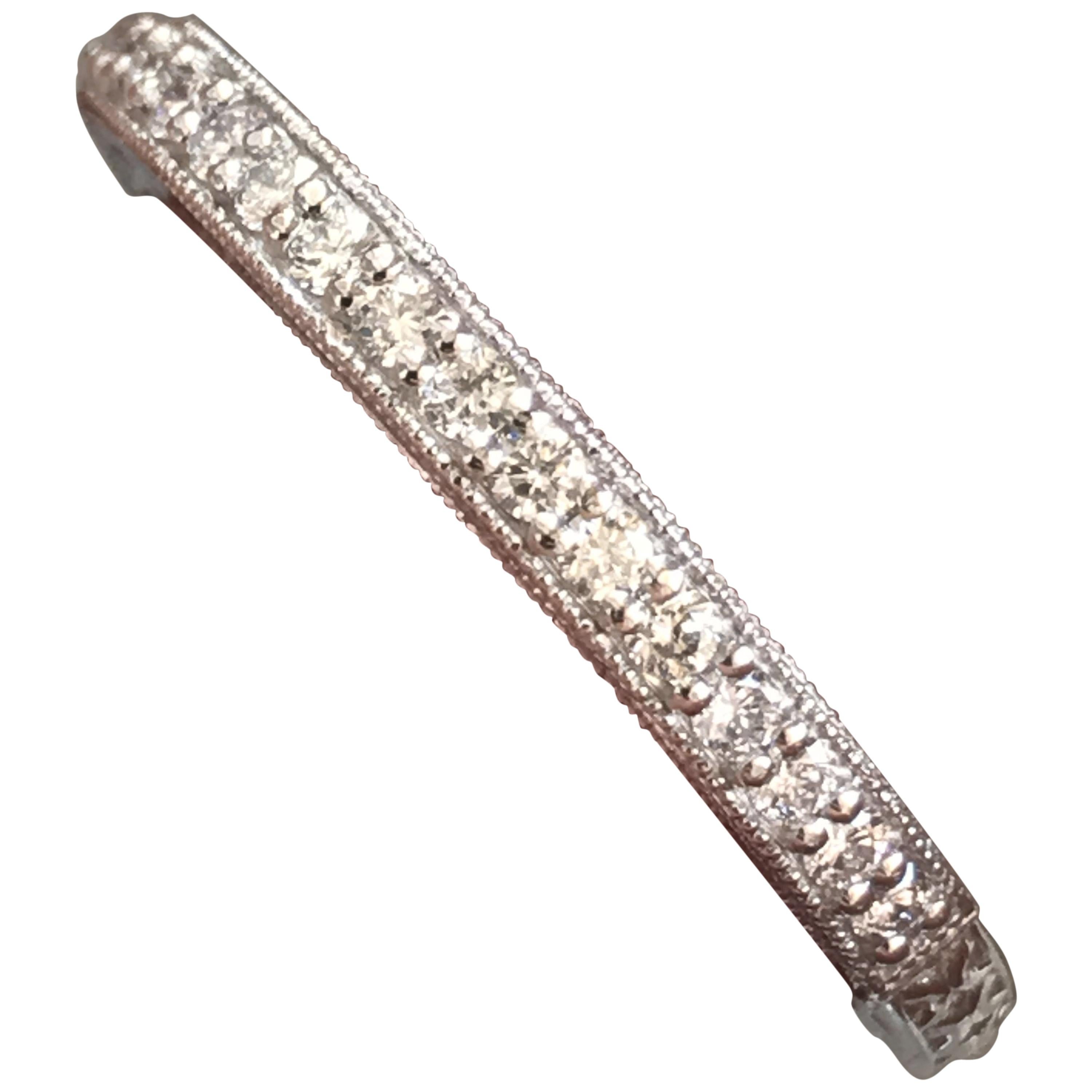 0.25 Carat TW Approx, Diamond Wedding Band Milgrain Hand Engraving, Ben Dannie