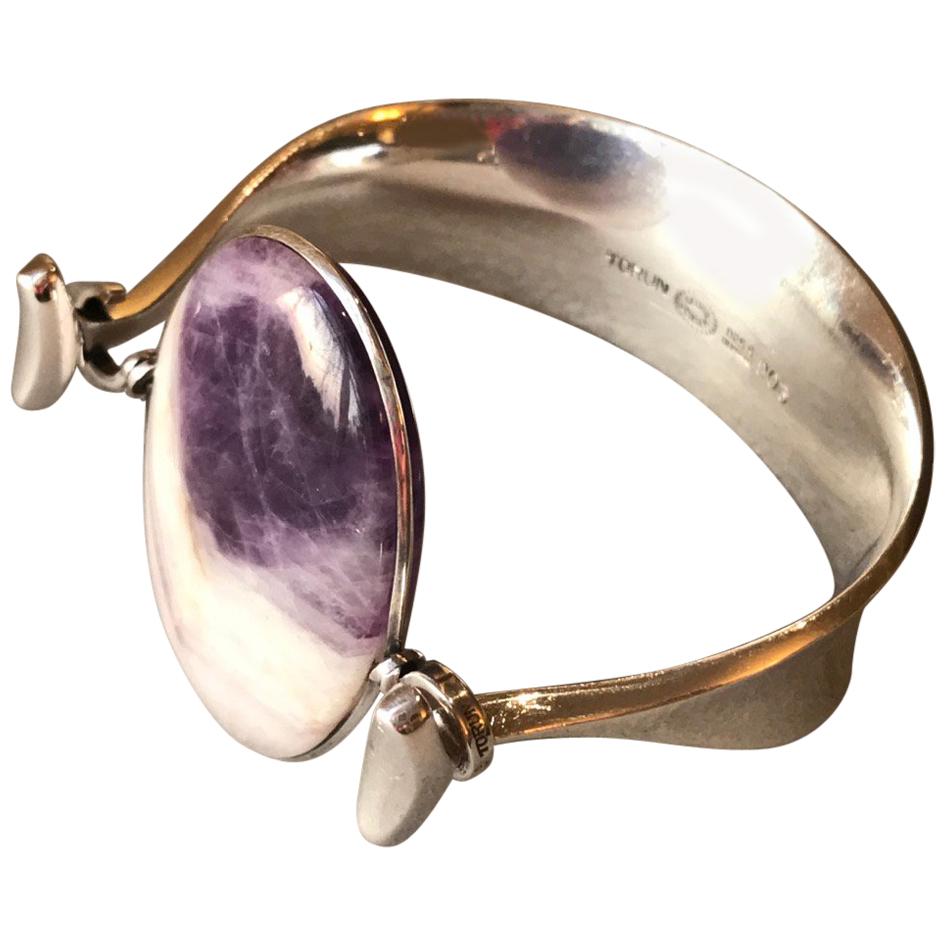 Georg Jensen Bangle No. 203 with Amethyst by Torun For Sale