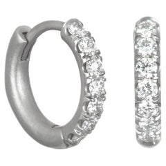 Faye Kim Platinum Micro Pave Huggy Hoop Earrings