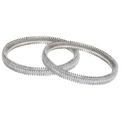 Studio Rêves Baguette and Marquise Diamonds Bangles in 18 Karat White Gold