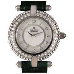 The Royal Diamond Ladies White Gold White Mother of Pearl Dial Quartz Watch