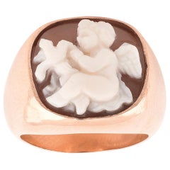 Gold Shell Eros Cameo Ring