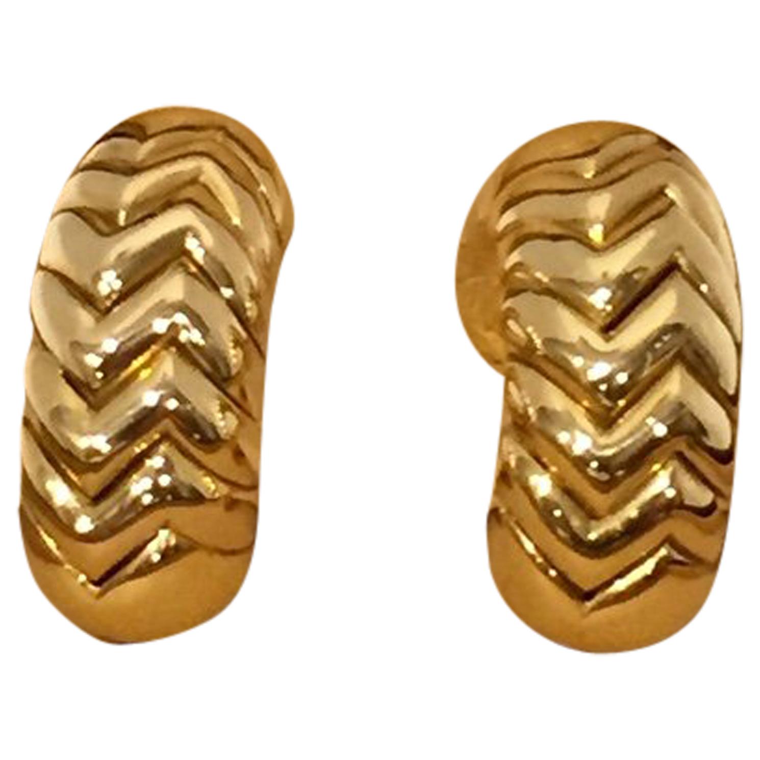 Pair of 18 Karat Gold 'Spiga' Earrings, Bulgari