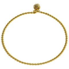 Sylvie Corbelin Twisted Yellow 750/1000 (18K) Gold and Diamonds Bracelet 