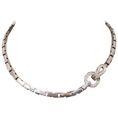 White Gold 750 Cartier Necklace, "Agrafe" Collection Set with Diamonds