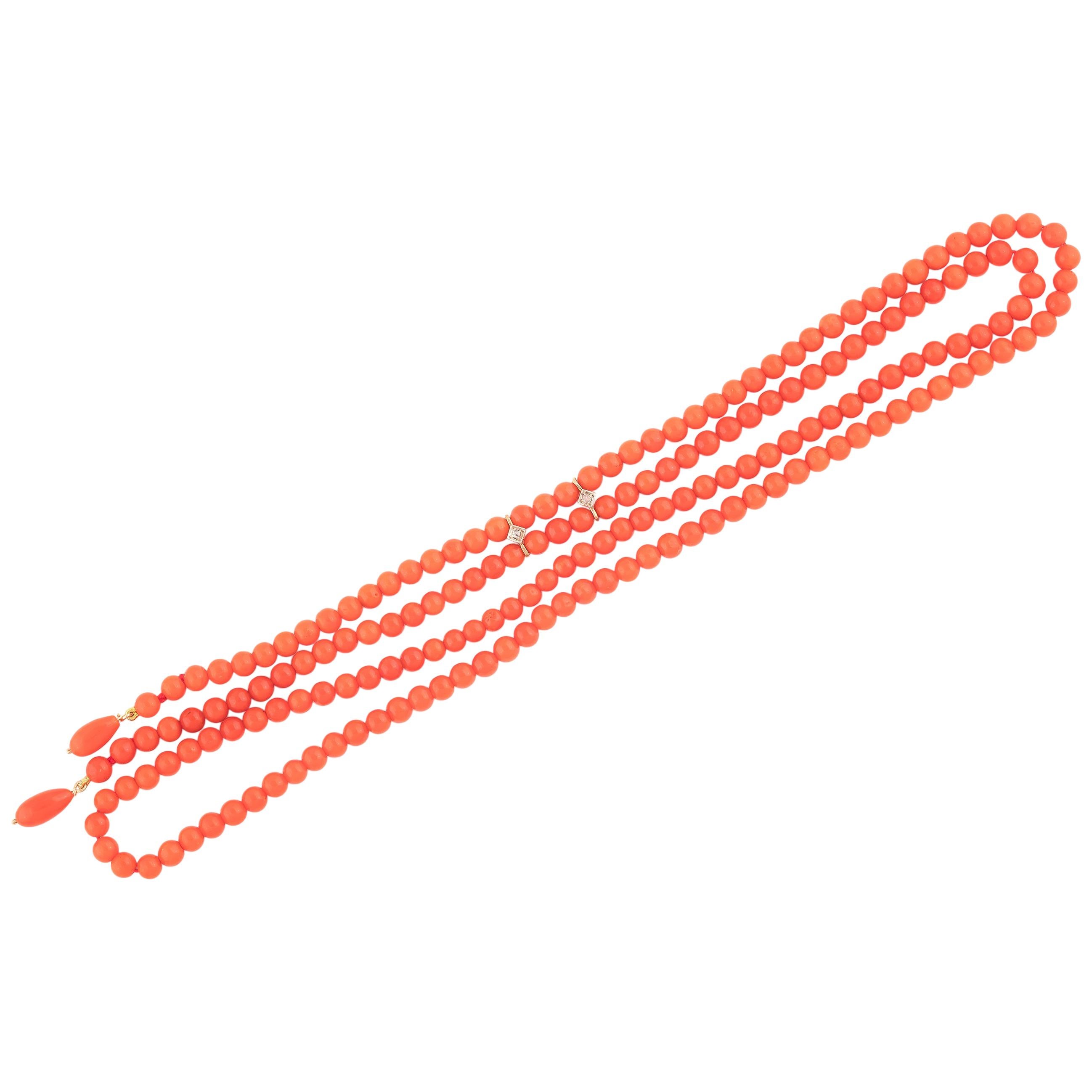Gold Coral Bead Necklace