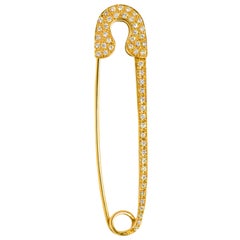 Sylvie Corbelin Extra Large Yellow 18K Gold and Diamonds Safety Pin 