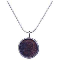 Used Authentic Roman Coin Silver Necklace