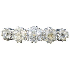 Antique Edwardian Five-Stone Old Cut Diamond Ring in 18 Carat Gold and Platinum