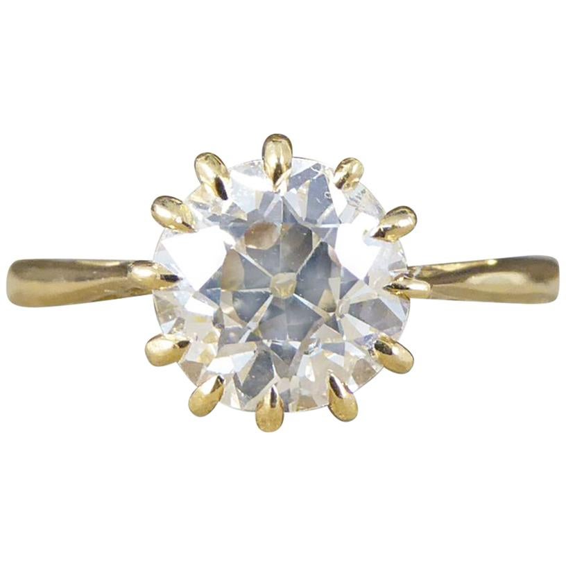 Vintage 1.50 Carat Diamond Claw Set Engagement Ring in 18 Carat Yellow Gold