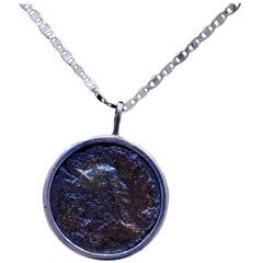 Used Authentic Roman Coin Silver Necklace