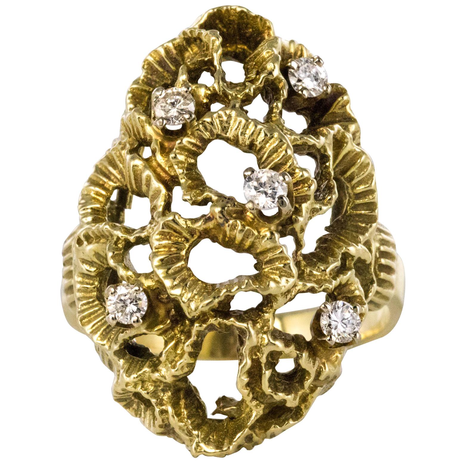 1960s Yellow Gold Diamond Arthur King Spirit Ring