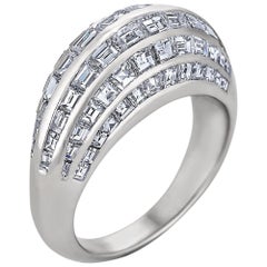 Van Cleef & Arpels Paris Midcentury Diamond Platinum Bombe Ring