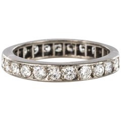 French 1950s Diamond White Gold Wedding Ring