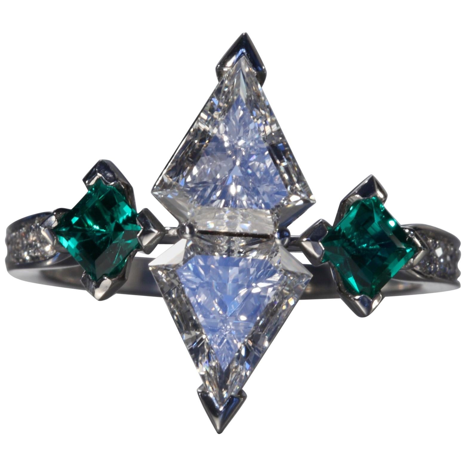 Robert Vogelsang 1.08 Carat Diamond Emerald Platinum Engagement Ring For Sale