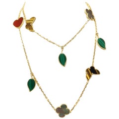 Van Cleef & Arpels Lucky Alhambra Long Necklace, 12 Motifs, Yellow Gold
