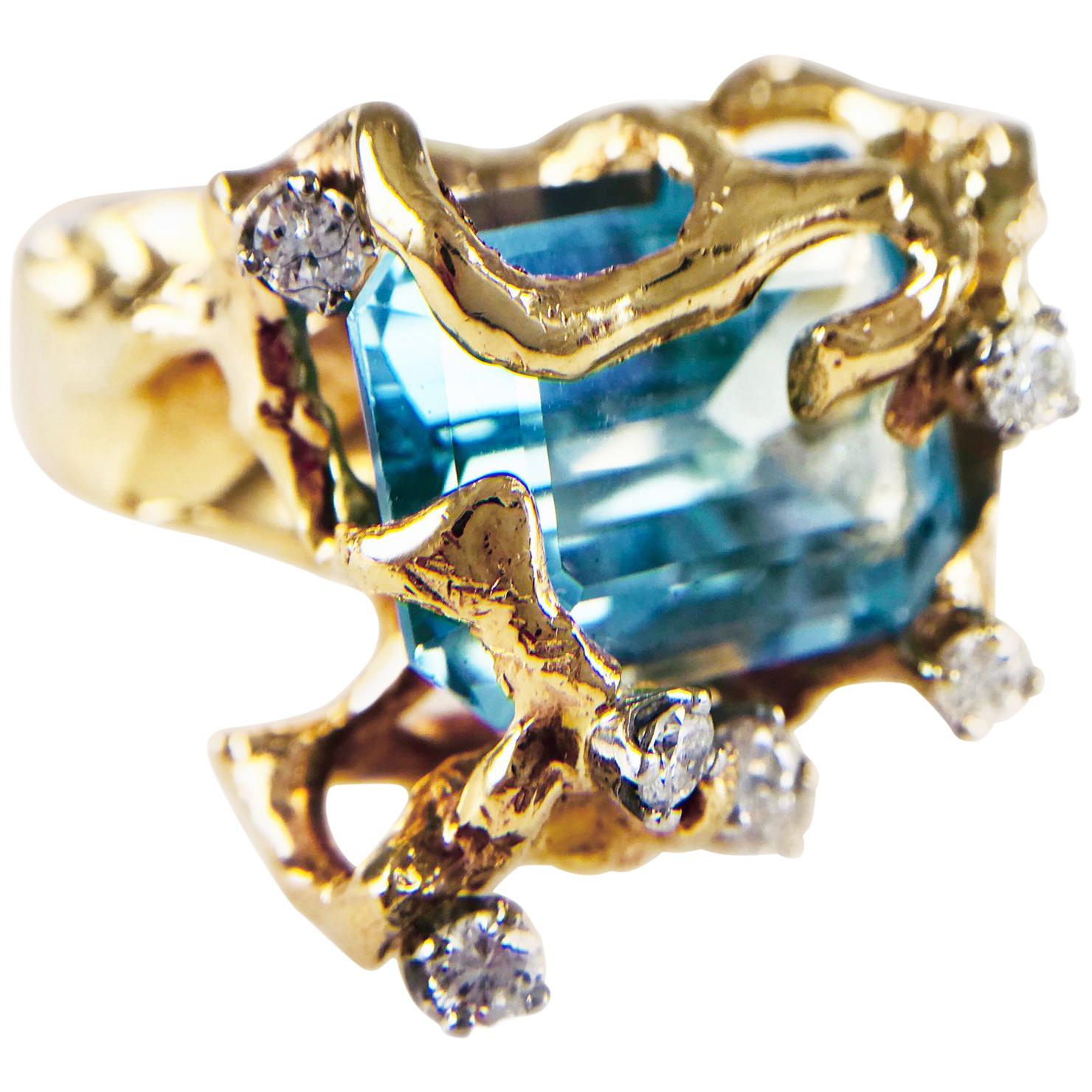 Blue Topaz Free-Form Cocktail Ring