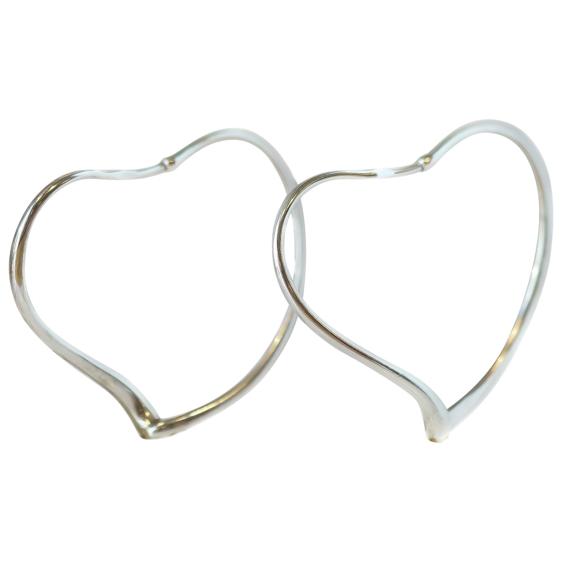 1950s Tiffany & Co. Elsa Peretti Sterling Silver Open Heart Hoop Earrings