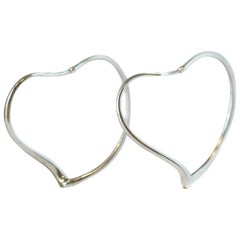 années 1950 Tiffany & Co. Elsa Peretti Boucles d'oreilles en argent sterling en forme de cœur ouvert