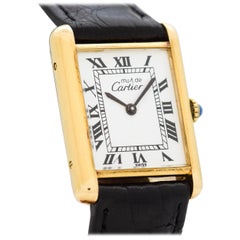 Cartier Tank Must de Men's Sized 18 Karat Yellow Gold Plated Watch, 1990s