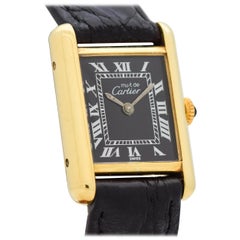 Cartier Tank Must de Ladies Sized Watch with Black Dial, 1990s