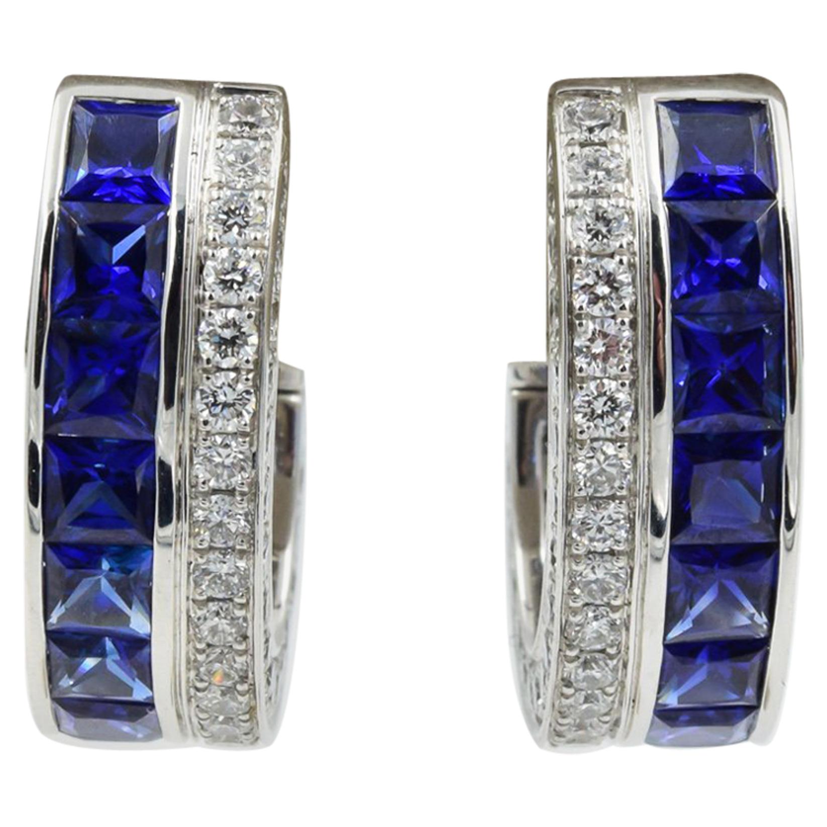 Robert Procop Dark Blue Sapphire Masterpiece Clutch Earrings in Platinum