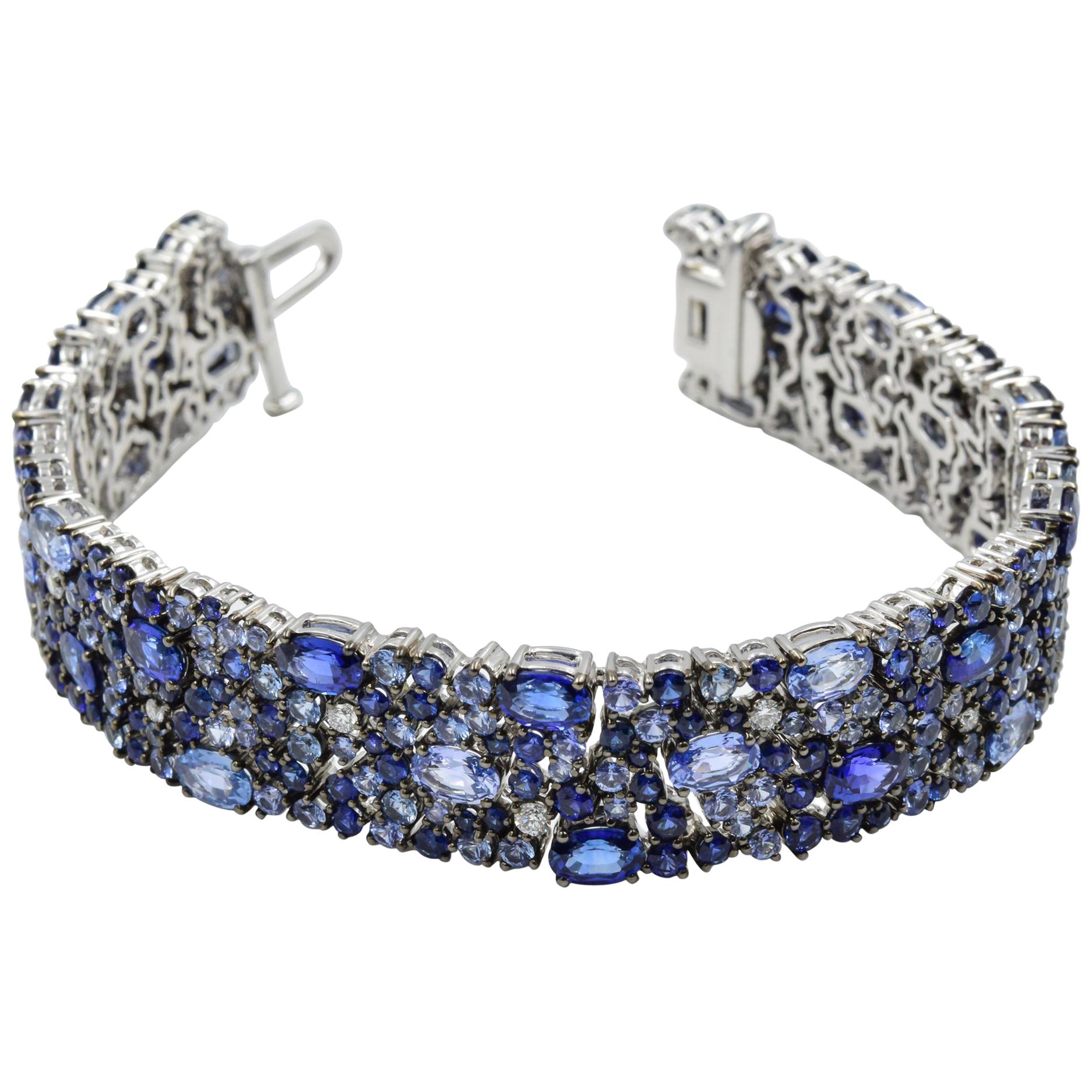 Robert Procop American Glamour Bracelet - Dark and Light Blue Sapphire in 18k