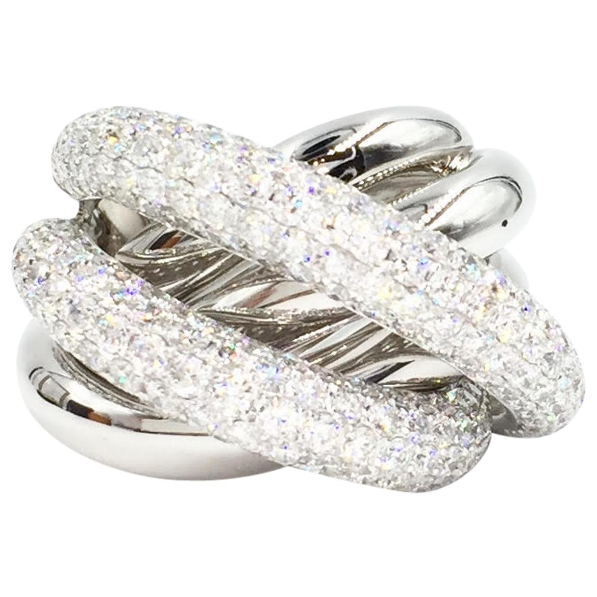 Bessa 18 Karat White Gold Multi-Row Diamond Ring