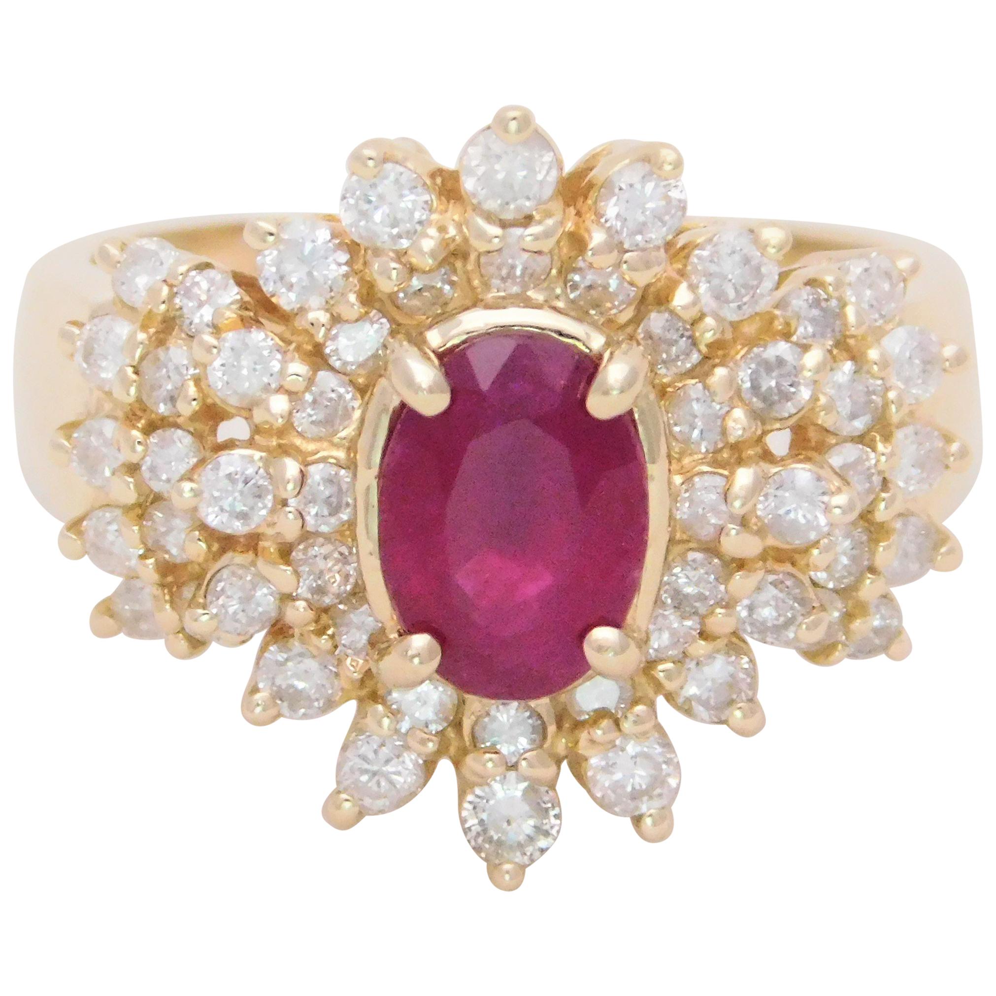 2.40 Carat Ruby and Diamond Cocktail Ring