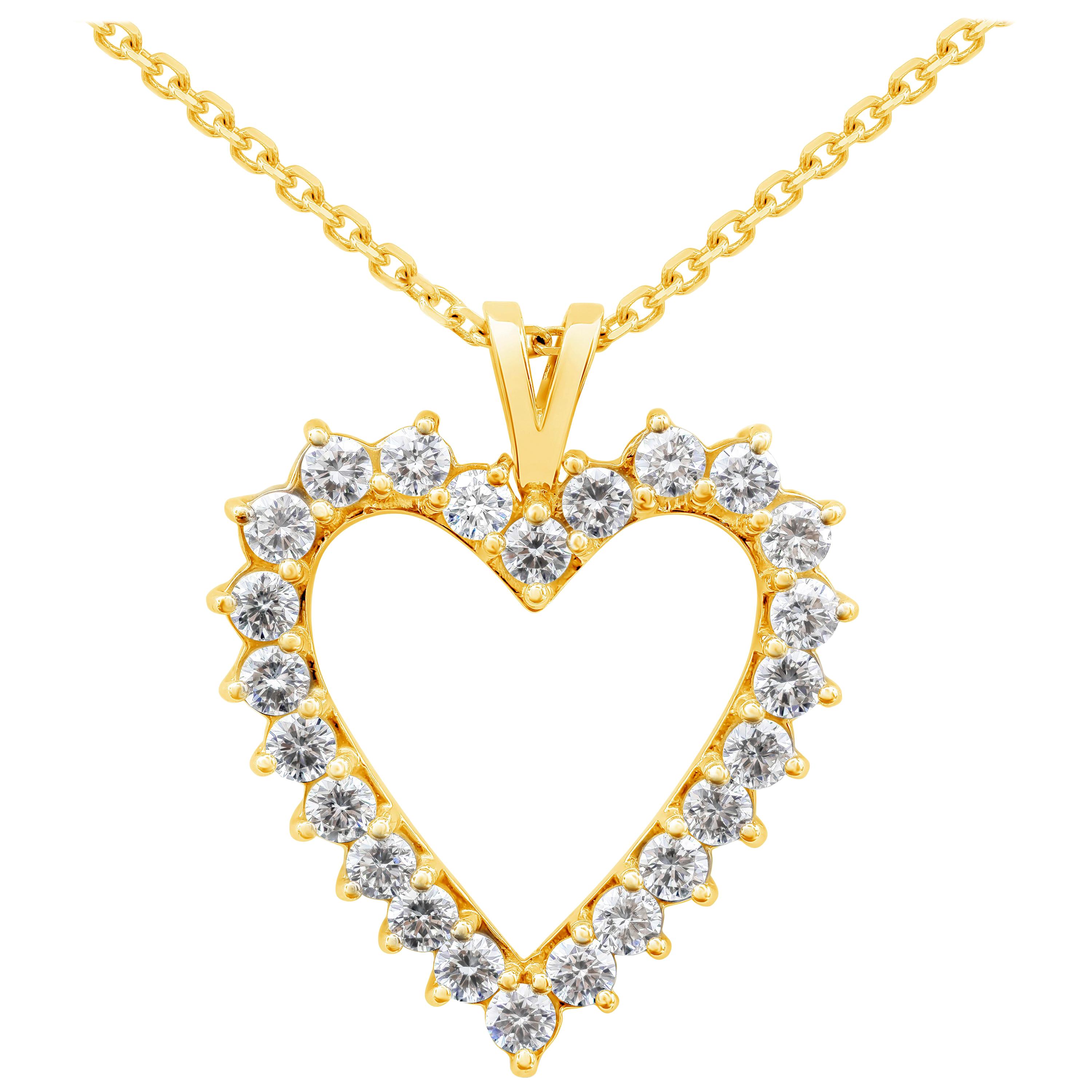 2.92 Carat Diamond Open Heart Pendant Necklace