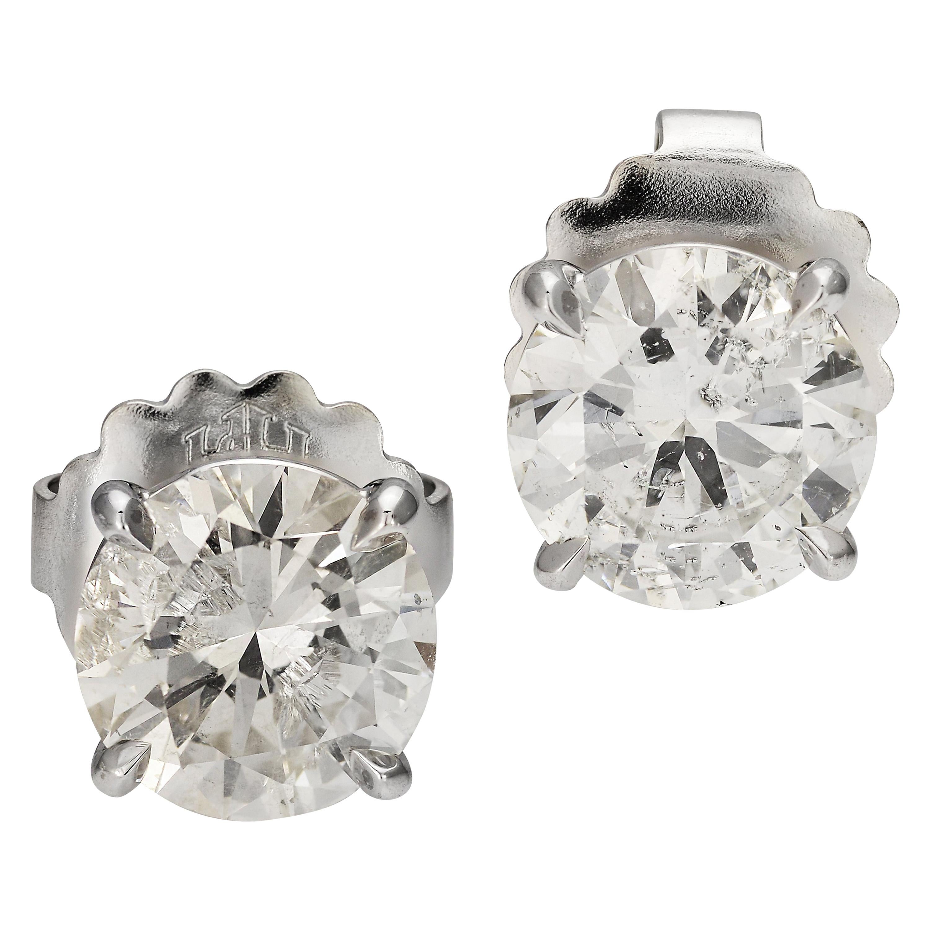 4.06 Carat Diamond Stud Earrings