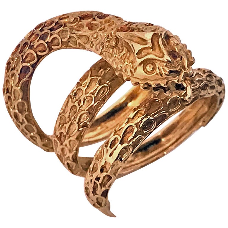 Lalaounis 18 Karat Gold Snake Serpent Ring, 1960s at 1stDibs
