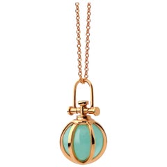 Modern Sacred 18 Karat Gold Crystal Orb Amulet Necklace with Natural Aventurine