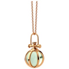 Modern Sacred 18 Karat Rose Gold Crystal Orb Amulet Necklace with Green Amethyst