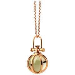 Modern Sacred 18 Karat Rose Gold Crystal Orb Amulet Necklace with Green Amethyst