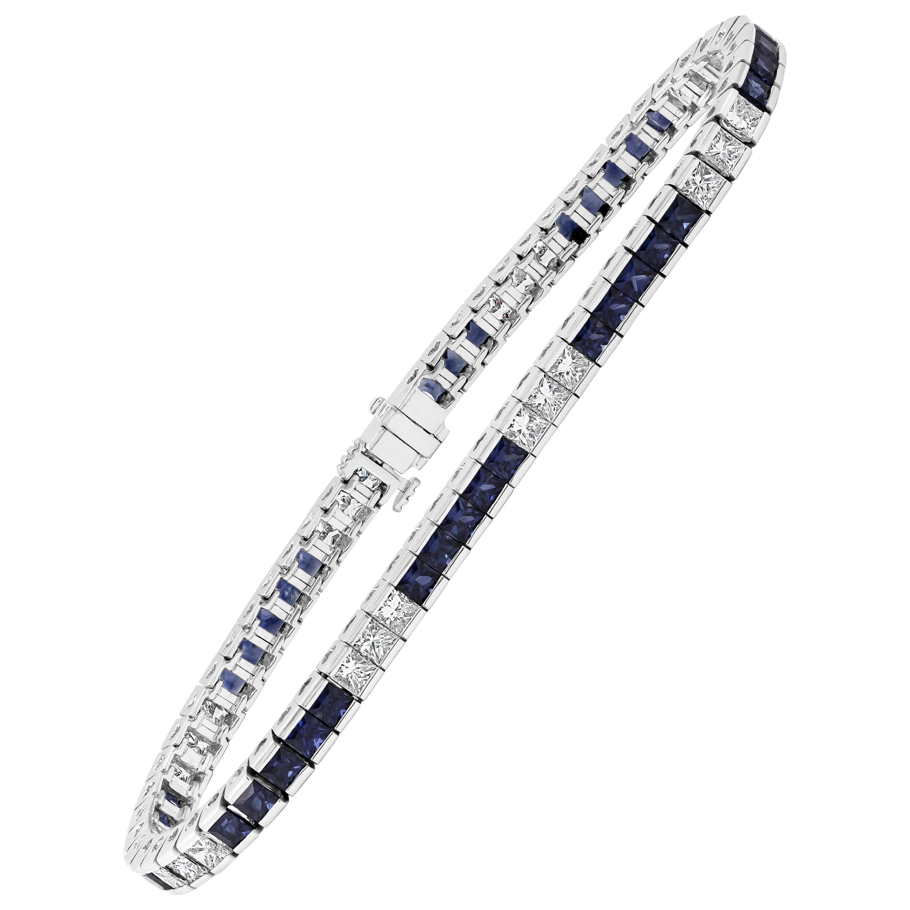 Blue Sapphire and Diamond Tennis Bracelet