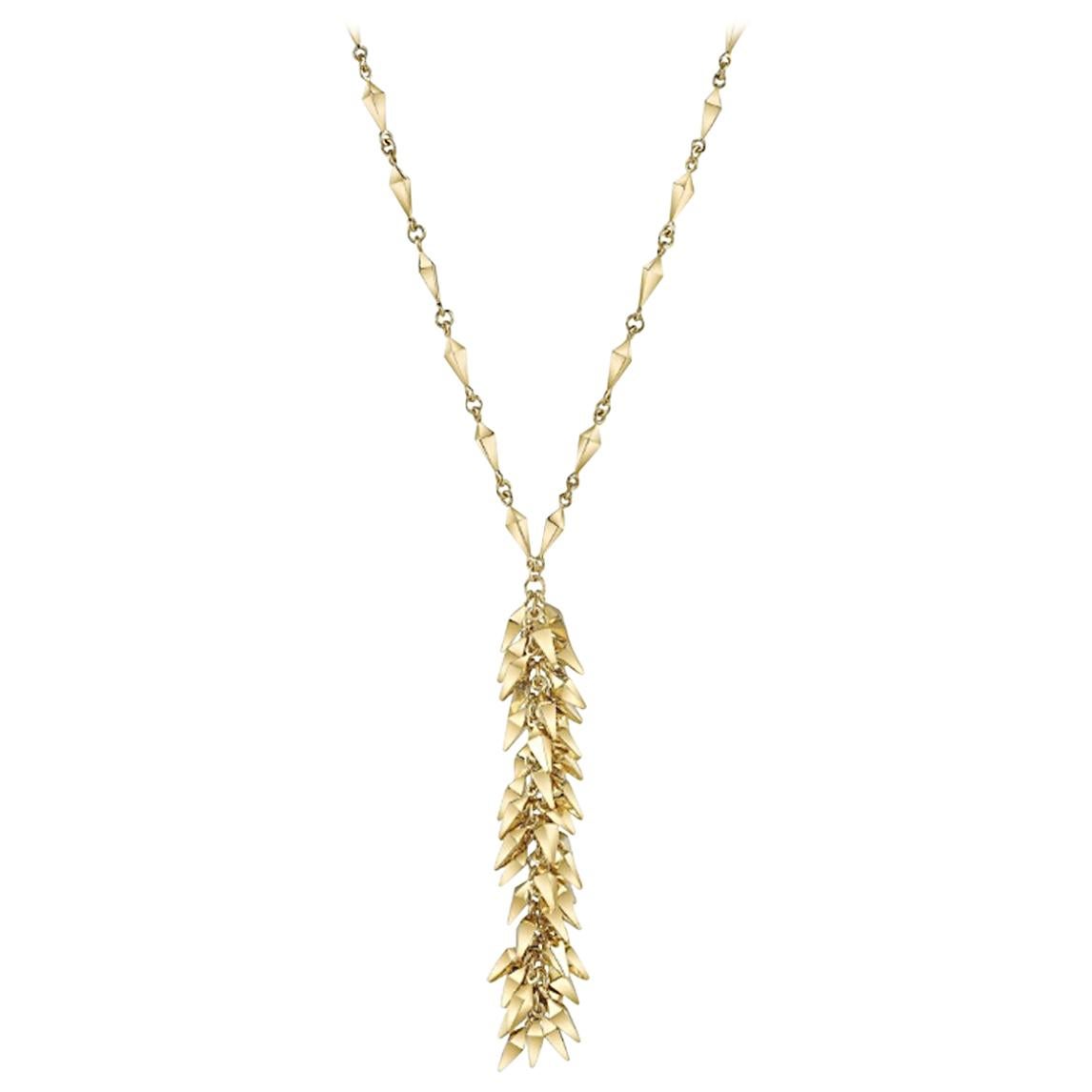 18 Karat Dancing Pyramid Lariat Necklace