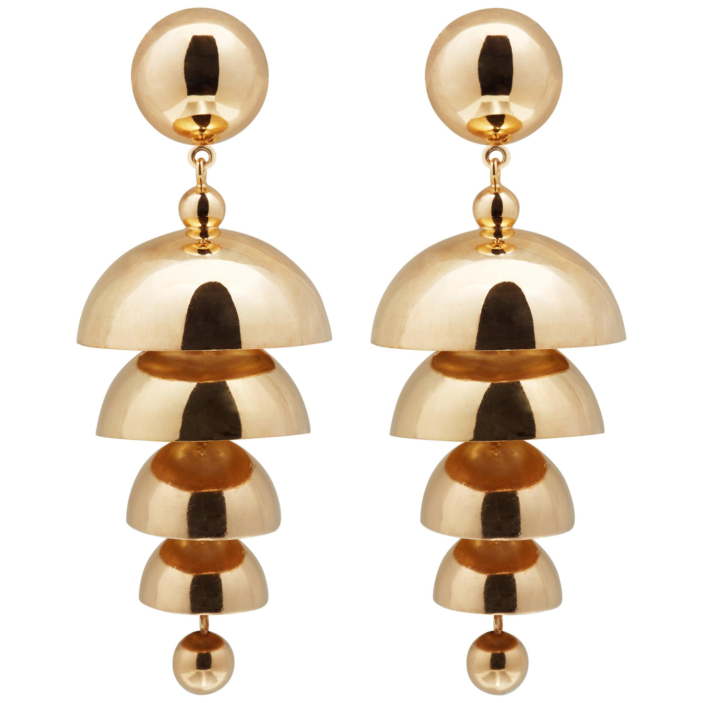 AGMES 18kt Gold Vermeil Layered Chandelier Drop Sculptural Earrings