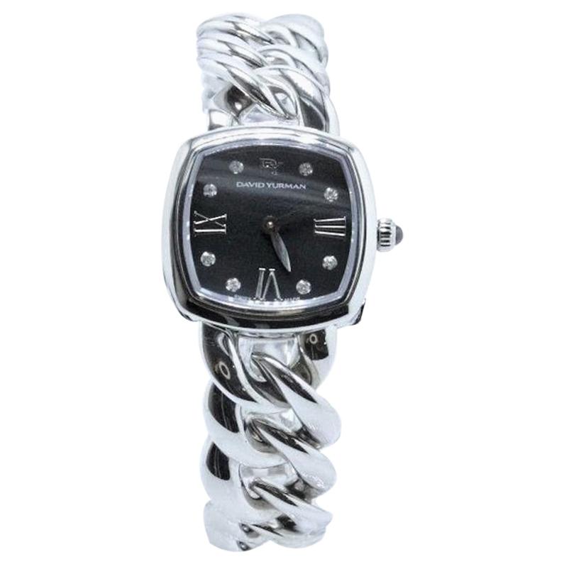 David Yurman Albion Edelstahl-Uhr mit schwarzem Diamant-Schwarzglas