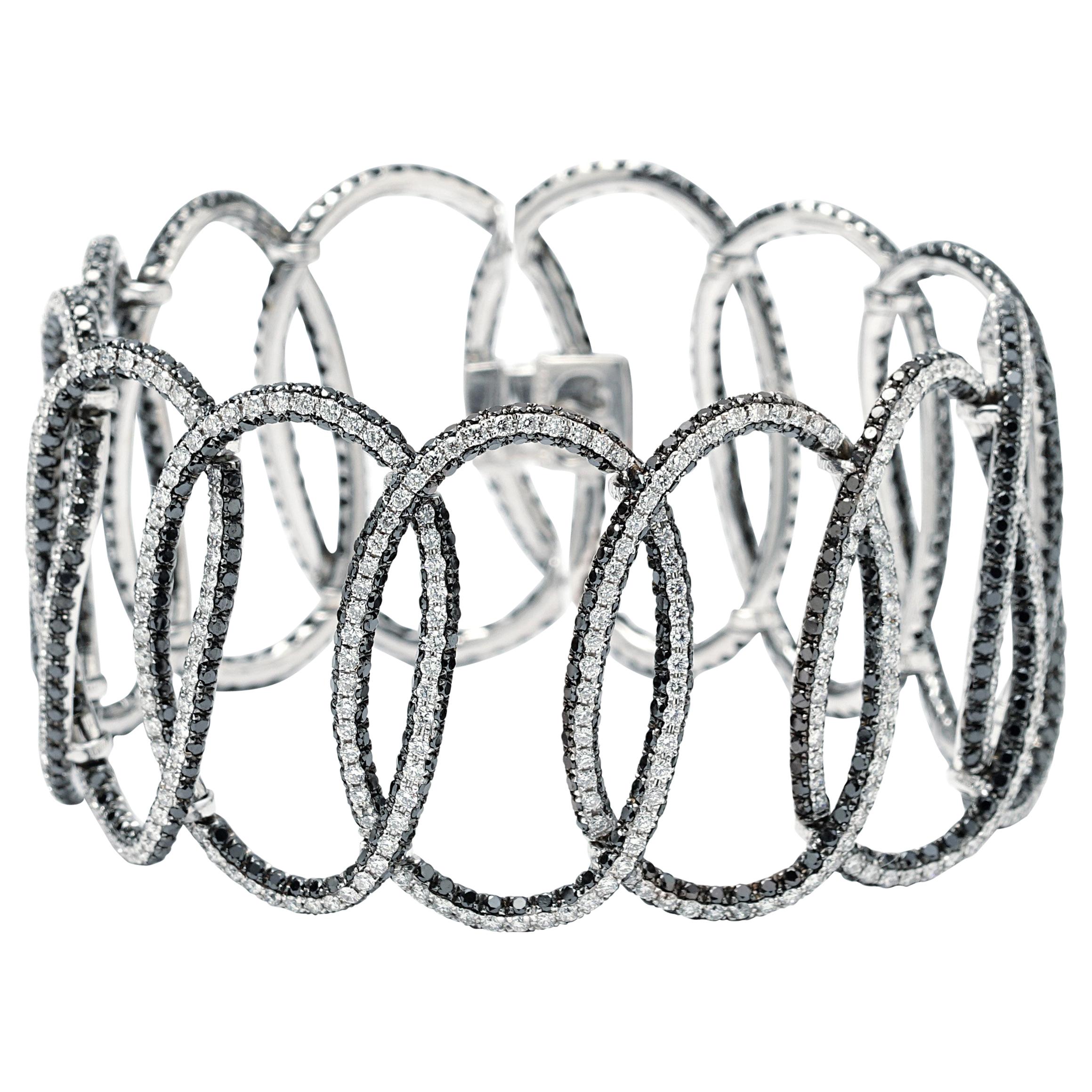Interlocking Large Ovals 3-Row Pave Diamond Bracelet