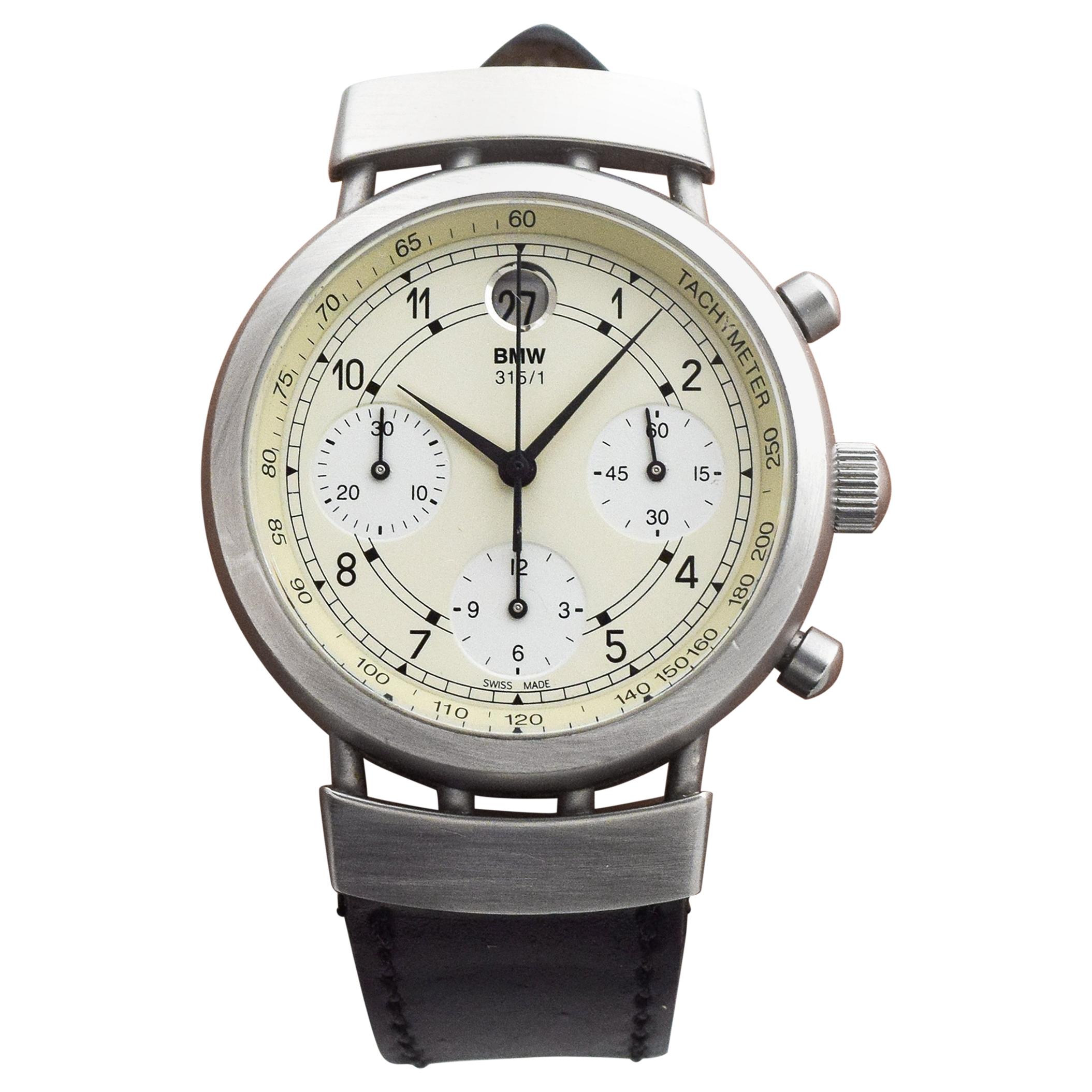 BMW 2-Register Chronograph Stainless Steel Watch, 1985 For Sale