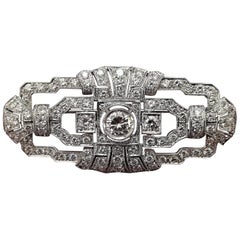 Italian Art Deco Diamond White Gold Brooch